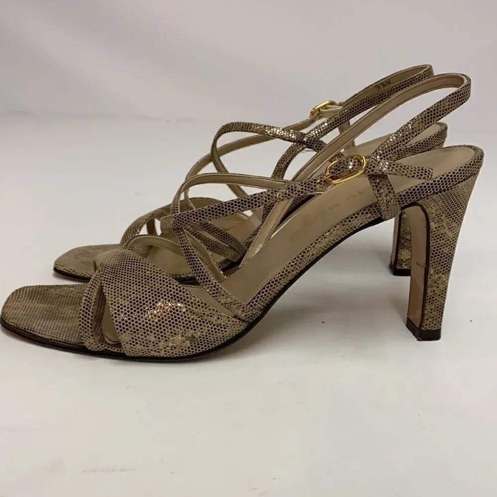 Sesto Meucci Size 8‎ Gold Metallic leather Heels size 9.5N A10